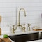 Kingston Brass Bridge Kitchen Faucet with Brass Sprayer, Brushed Brass KS7797BPLBS - alternate 6